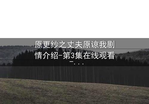 原更纱之丈夫原谅我剧情介绍-第3集在线观看 - 背叛与救赎的终极考验