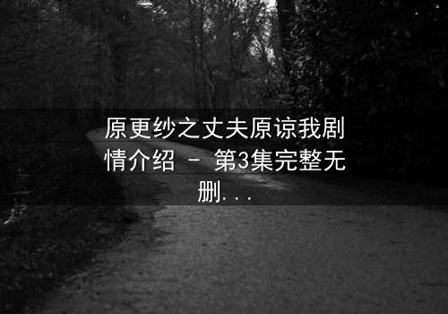 原更纱之丈夫原谅我剧情介绍 - 第3集完整无删 - 当背叛的真相撕裂婚姻,救赎之路如何开启?