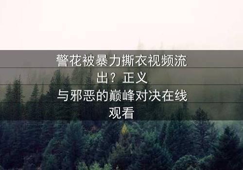警花被暴力撕衣视频流出?正义与邪恶的巅峰对决在线观看