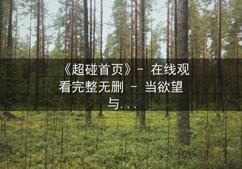 《超碰首页》- 在线观看完整无删 - 当欲望与正义在黑暗中交锋