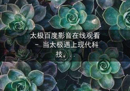 太极百度影音在线观看 - 当太极遇上现代科技,一场颠覆传统的风暴即将来临!