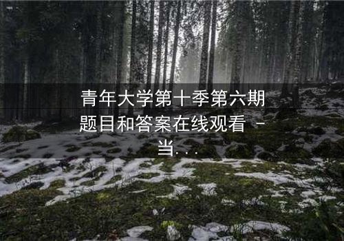 青年大学第十季第六期题目和答案在线观看 - 当理想与现实激烈碰撞,谁能坚守初心?
