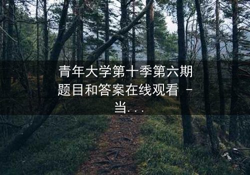 青年大学第十季第六期题目和答案在线观看 - 当理想与现实激烈碰撞,谁将主宰命运?