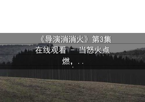 《导演消消火》第3集在线观看 - 当怒火点燃,谁将引爆片场风暴?