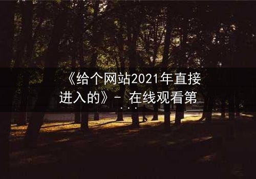《给个网站2021年直接进入的》- 在线观看第3集 - 揭秘隐藏入口的惊心之旅