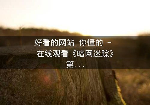 好看的网站 你懂的 - 在线观看《暗网迷踪》第3集 - 真相背后藏着什么?