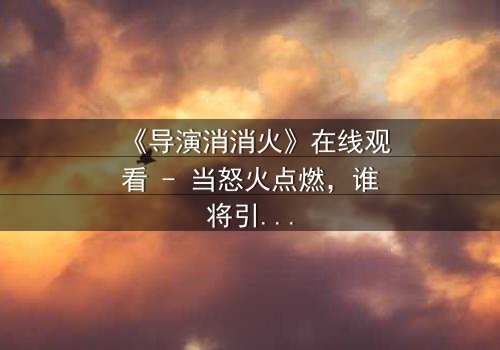 《导演消消火》在线观看 - 当怒火点燃,谁将引爆片场风暴?