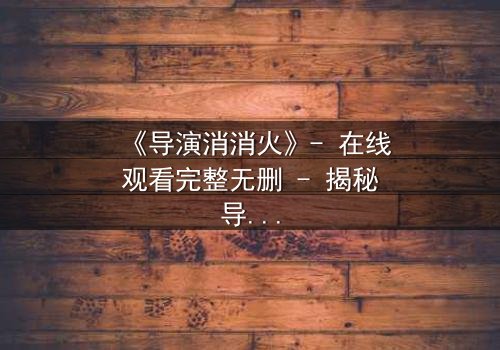 《导演消消火》- 在线观看完整无删 - 揭秘导演的愤怒与救赎之路