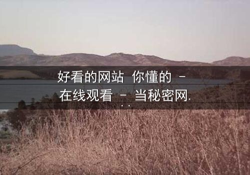 好看的网站 你懂的 - 在线观看 - 当秘密网站成为致命陷阱