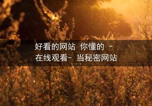 好看的网站 你懂的 - 在线观看- 当秘密网站成为致命陷阱